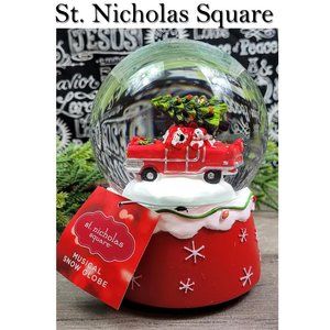 St. Nicholas Square Santa Claus Car Christmas Musical Snow Globe NWT